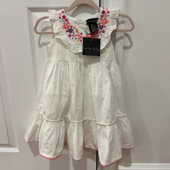 NEW CYNTHIA ROWLEY WHITE W FLORAL EMBROIDERY TODDLER GIRL DRESS 2T - Picture 9 of 10